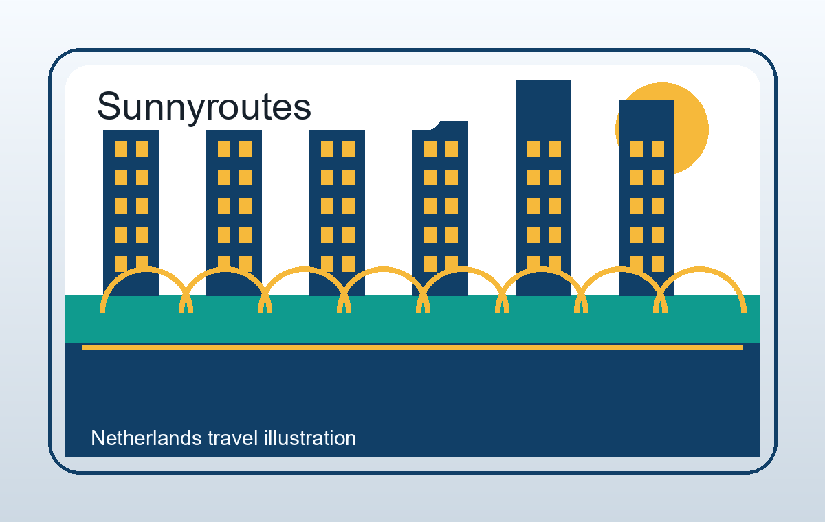 Illustratie van Nederlandse grachten en stadsroutes