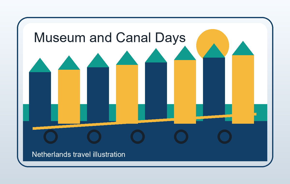 Illustratie van museumroutes en Nederlandse stadsreizen